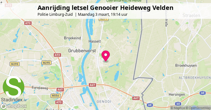 Aanrijding letsel Genooier Heideweg Velden