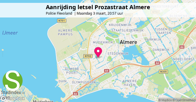 Aanrijding letsel Prozastraat Almere