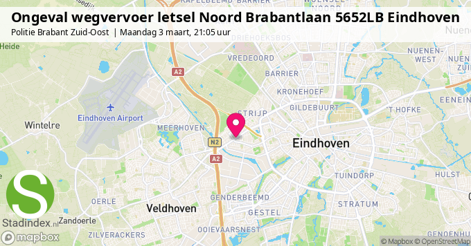 Ongeval wegvervoer letsel Noord Brabantlaan 5652LB Eindhoven