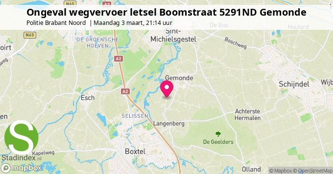 Ongeval wegvervoer letsel Boomstraat 5291ND Gemonde