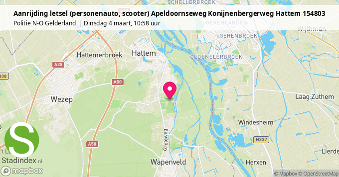 Aanrijding letsel (personenauto, scooter) Apeldoornseweg Konijnenbergerweg Hattem 154803