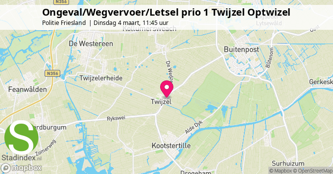 Ongeval/Wegvervoer/Letsel prio 1 Twijzel Optwizel