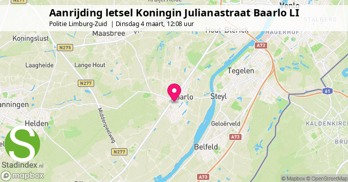 Aanrijding letsel Koningin Julianastraat Baarlo LI