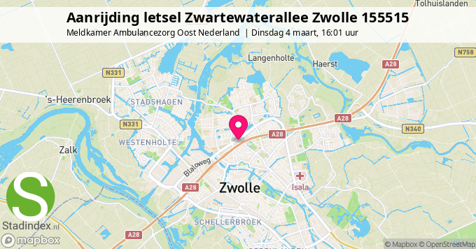 Aanrijding letsel Zwartewaterallee Zwolle 155515