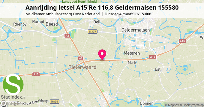 Aanrijding letsel A15 Re 116,8 Geldermalsen 155580