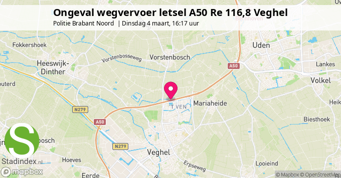 Ongeval wegvervoer letsel A50 Re 116,8 Veghel