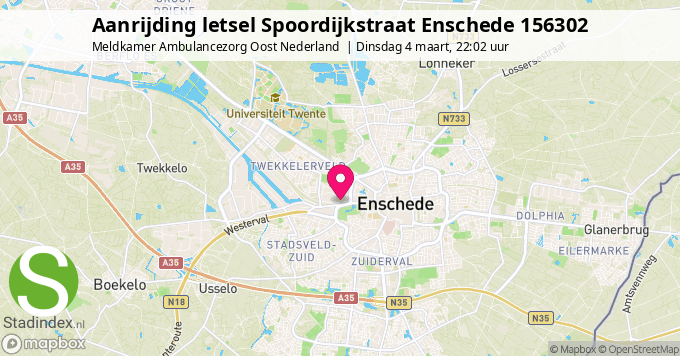 Aanrijding letsel Spoordijkstraat Enschede 156302