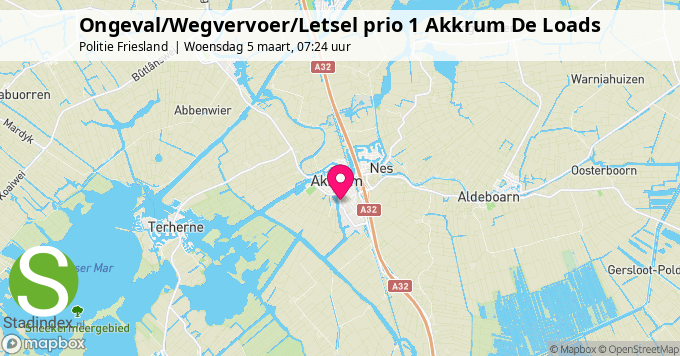 Ongeval/Wegvervoer/Letsel prio 1 Akkrum De Loads