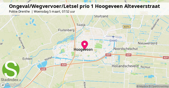 Ongeval/Wegvervoer/Letsel prio 1 Hoogeveen Alteveerstraat