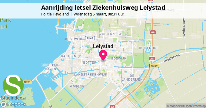 Aanrijding letsel Ziekenhuisweg Lelystad