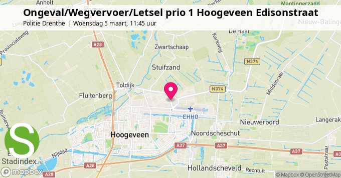 Ongeval/Wegvervoer/Letsel prio 1 Hoogeveen Edisonstraat