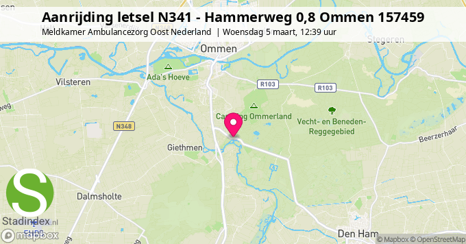 Aanrijding letsel N341 - Hammerweg 0,8 Ommen 157459