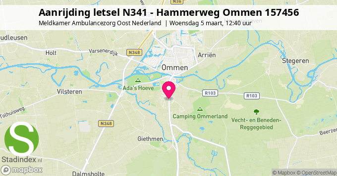 Aanrijding letsel N341 - Hammerweg Ommen 157456