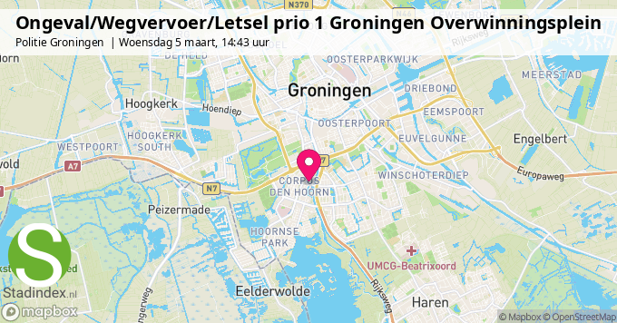 Ongeval/Wegvervoer/Letsel prio 1 Groningen Overwinningsplein