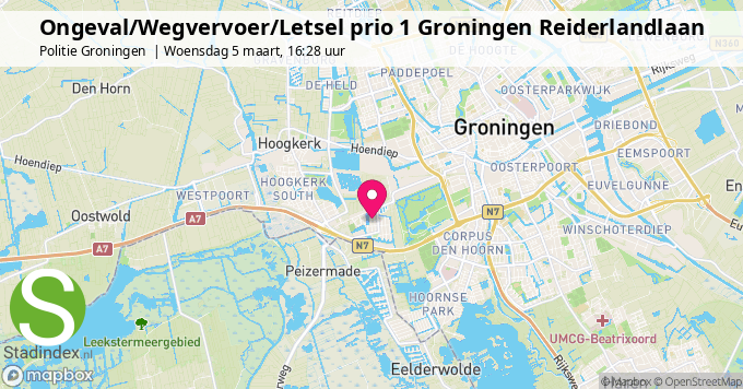 Ongeval/Wegvervoer/Letsel prio 1 Groningen Reiderlandlaan