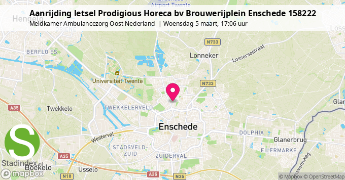 Aanrijding letsel Prodigious Horeca bv Brouwerijplein Enschede 158222