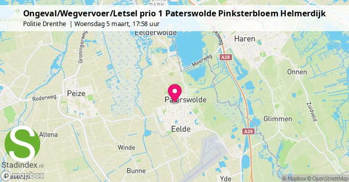 Ongeval/Wegvervoer/Letsel prio 1 Paterswolde Pinksterbloem Helmerdijk