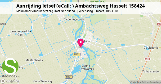 Aanrijding letsel (eCall: ) Ambachtsweg Hasselt 158424