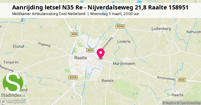 Aanrijding letsel N35 Re - Nijverdalseweg 21,8 Raalte 158951