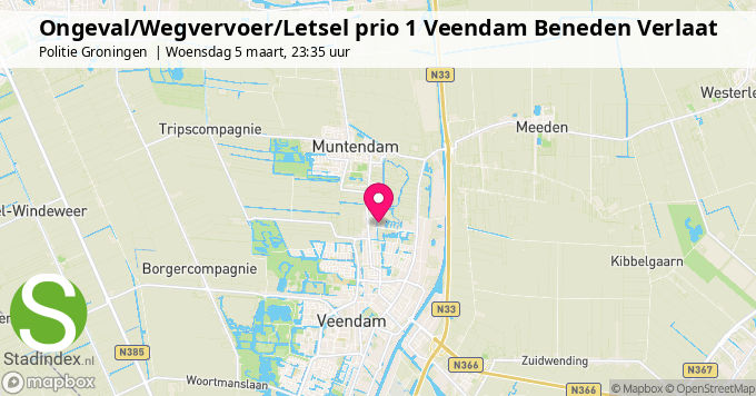 Ongeval/Wegvervoer/Letsel prio 1 Veendam Beneden Verlaat