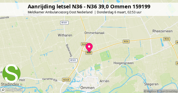 Aanrijding letsel N36 - N36 39,0 Ommen 159199