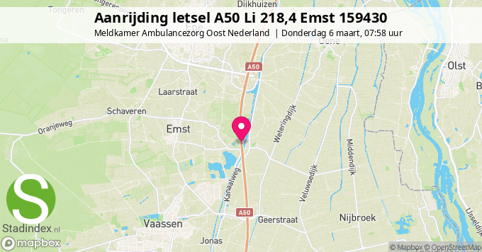 Aanrijding letsel A50 Li 218,4 Emst 159430