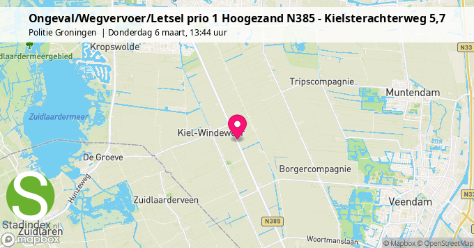 Ongeval/Wegvervoer/Letsel prio 1 Hoogezand N385 - Kielsterachterweg 5,7