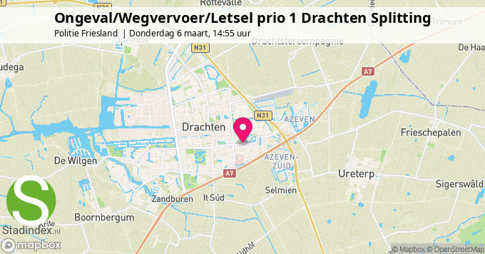 Ongeval/Wegvervoer/Letsel prio 1 Drachten Splitting