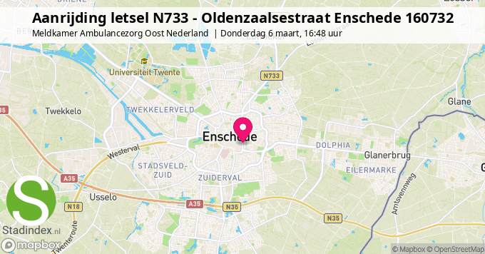 Aanrijding letsel N733 - Oldenzaalsestraat Enschede 160732