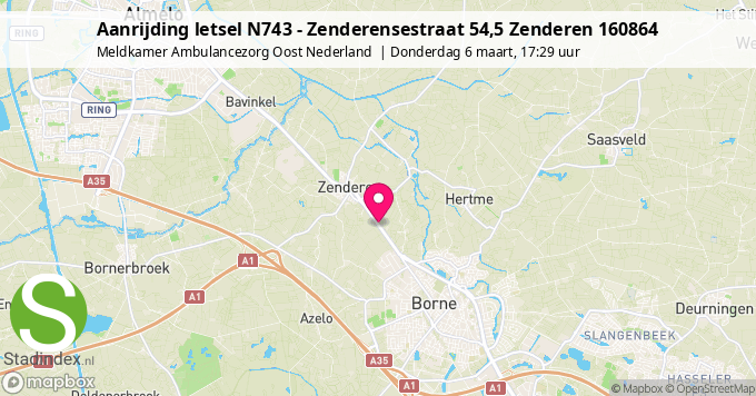 Aanrijding letsel N743 - Zenderensestraat 54,5 Zenderen 160864