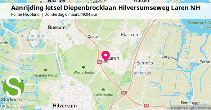 Aanrijding letsel Diepenbrocklaan Hilversumseweg Laren NH