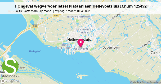 1 Ongeval wegvervoer letsel Plataanlaan Hellevoetsluis ICnum 125492