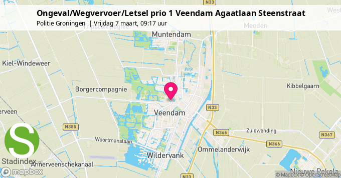 Ongeval/Wegvervoer/Letsel prio 1 Veendam Agaatlaan Steenstraat