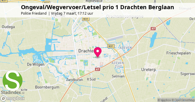 Ongeval/Wegvervoer/Letsel prio 1 Drachten Berglaan