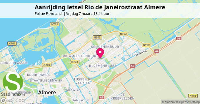 Aanrijding letsel Rio de Janeirostraat Almere