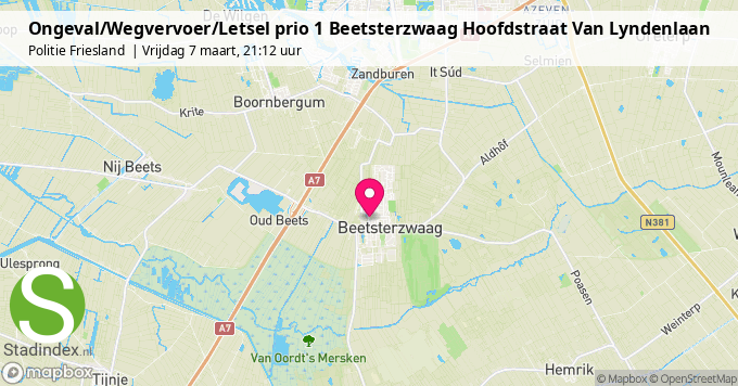 Ongeval/Wegvervoer/Letsel prio 1 Beetsterzwaag Hoofdstraat Van Lyndenlaan