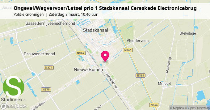 Ongeval/Wegvervoer/Letsel prio 1 Stadskanaal Cereskade Electronicabrug