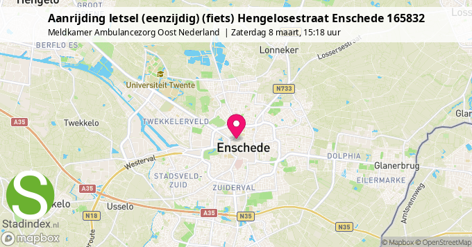 Aanrijding letsel (eenzijdig) (fiets) Hengelosestraat Enschede 165832