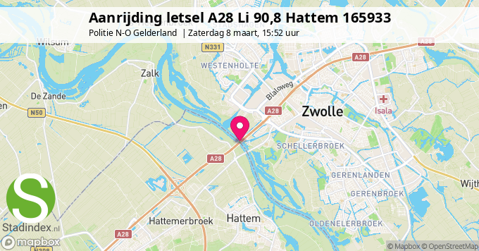 Aanrijding letsel A28 Li 90,8 Hattem 165933