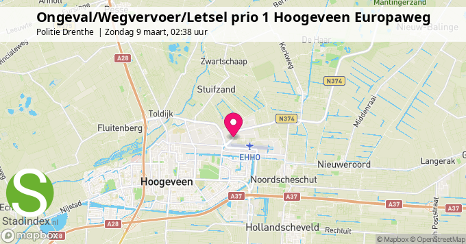 Ongeval/Wegvervoer/Letsel prio 1 Hoogeveen Europaweg