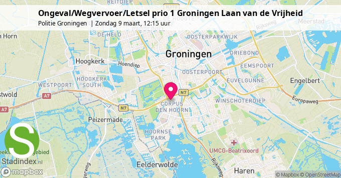 Ongeval/Wegvervoer/Letsel prio 1 Groningen Laan van de Vrijheid