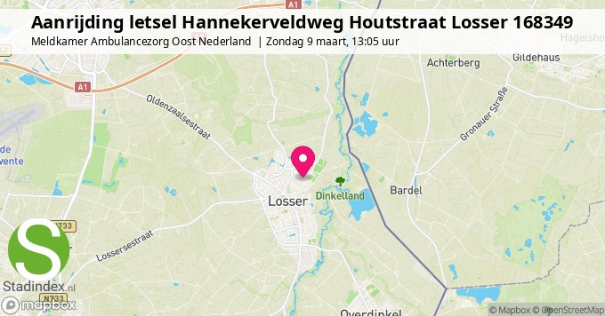 Aanrijding letsel Hannekerveldweg Houtstraat Losser 168349