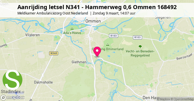 Aanrijding letsel N341 - Hammerweg 0,6 Ommen 168492