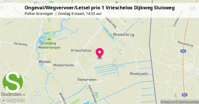 Ongeval/Wegvervoer/Letsel prio 1 Vriescheloo Dijkweg Sluisweg