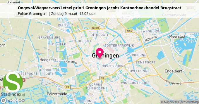 Ongeval/Wegvervoer/Letsel prio 1 Groningen Jacobs Kantoorboekhandel Brugstraat