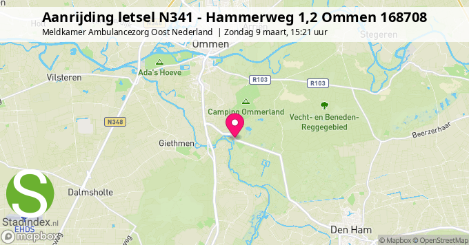 Aanrijding letsel N341 - Hammerweg 1,2 Ommen 168708