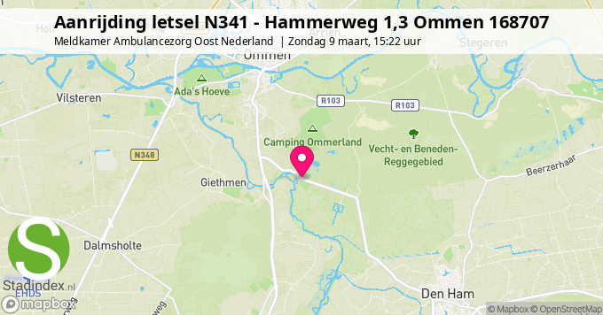 Aanrijding letsel N341 - Hammerweg 1,3 Ommen 168707