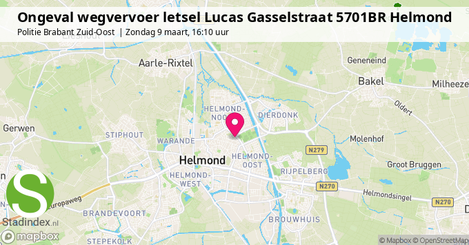 Ongeval wegvervoer letsel Lucas Gasselstraat 5701BR Helmond