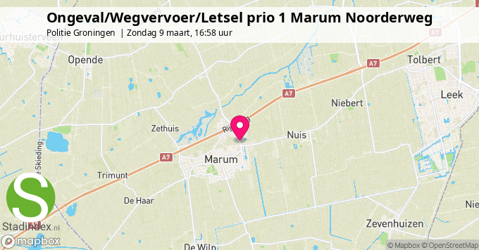 Ongeval/Wegvervoer/Letsel prio 1 Marum Noorderweg