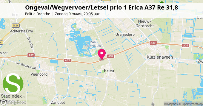 Ongeval/Wegvervoer/Letsel prio 1 Erica A37 Re 31,8